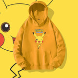 Men and Women Pokemon Pikachu Hoodie Loose Shoulder Long Sleeve Top Clothes