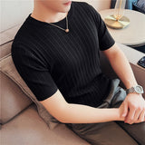 Men Short Sleeve T-Shirt Summer Knitted Short Sleeve T-shirt