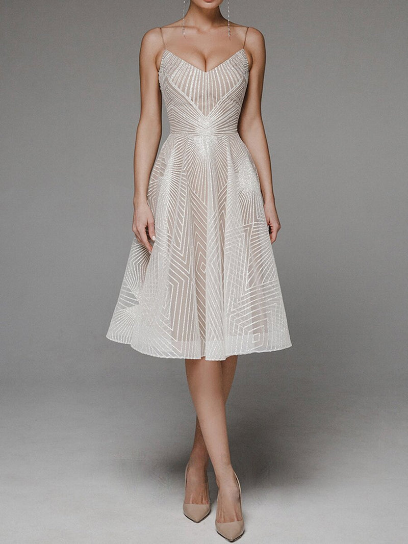 Semi Formal Dresses for Wedding Spring/Summer Long Dress Sexy Strap Embroidered Sleeveless Dress