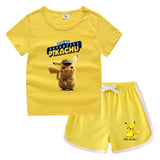 Children Pokemon Pikachu Tshirts & Shorts Casual Sports Undershirt Suit Neutral