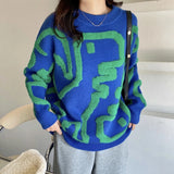 Dinosaur Sweaters Cartoon Dinosaur Pullover Thick Sweater Loose Student Knitwear