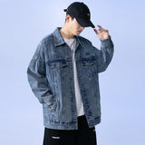 Spring and Autumn Men's Denim Coat Plus Size Loose Down Shirt Top Casual Men Denim Jacket
