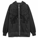 Skull Hoodie Loose Pockets Sweater Sports Zipper Cardigan Y2g Coat