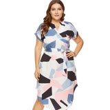 Women Plus Size Midi Dresses Loose Print Dress