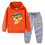 Children Pokemon Pikachu Hoodie & Pant Set Hooded Sweater Trousers Two-Piece Baby Cotton Sweater Suit