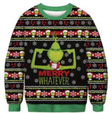 Black Christmas Sweater Christmas round Neck Sweater Casual Funny Santa Claus