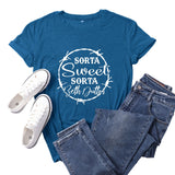 Beth Dutton Outfits Sorta Sweet Sorta Beth Dutton round Neck Casual Short Sleeve Loose plus Size Fashion T-shirt