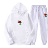 Black Rose Hoodie Men's and Women's Sports Sweater Pants Two-Piece Set