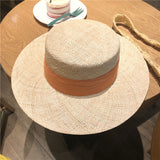 Straw Hat Hand-Woven Flat Straw Hat Women's Spring and Summer Top Hat