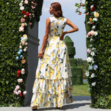 Bohemian Beach Dress Printed Chiffon Cake