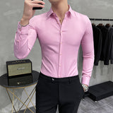Men Shirts Business Slim-Fit Long-Sleeved Shirt