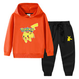 Children Pokemon Pikachu Hoodie & Pant Set Hooded Sweater Trousers Two-Piece Baby Cotton Sweater Set