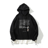 Slogan Graphic Hoodie Autumn and Winter Comfortable Stitching Fake Two Pieces Letter Print Top