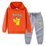 Children Pokemon Pikachu Hoodie & Pant Set Sweater Trousers Two-Piece Baby Cotton Suit