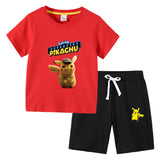 Children Pokemon Pikachu Tshirts & Shorts Cotton Short Sleeve Shorts Suit Two Neutral