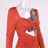 Bella Hadid Dress Sexy Pleated Hollow Backless Sheath Skirt Dress