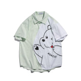 Men T Shirt Summer Casual Tops Cartoon Bear Multicolor Printing Fashion Cropped Sleeve