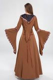Vintage Empire Waist Dress Long Vintage Women's Dress with Bell Sleeves