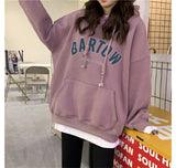 Slogan Graphic Hoodie Oversize Brushed Hoody Female