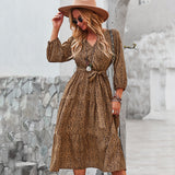 Beth Dutton Bohemian Winter Dress Midi Dresses Waist Slimming Autumn and Winter Large Swing Floral Skirt