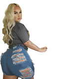 Women Plus Size Denim Shorts Casual Jeans Shorts