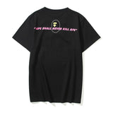Shark Print T Shirt Summer Pink Letter Print Short-Sleeve T-shirt