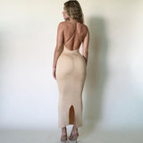 Women Summer Dresses Midi Dress  Sexy Clothing Sexy Backless Suspender Dress Summer