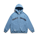 Slogan Graphic Hoodie Flocking Letter Embroidery Thickening Sweater Couple Cardigan Top