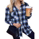 Beth Dutton Outfits Mid-Length Autumn and Winter Loose Lapels Cardigan Plaid Shirt
