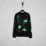 Off White Long Sleeve Round Neck Sweater Fall/Winter Crew Neck Pullover Sweatshirt