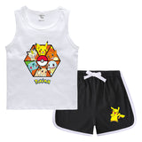 Children Pokemon Pikachu Tshirts & Shorts Vest Casual Sports Sweat-Absorbent Suit