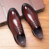 Indo Western Shoes Embossed Crocodile Plaid Men's Shoes Thick-Soled British Leather Shoes Men