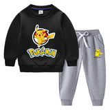 Children Pokemon Pikachu Hoodie & Pant Set Fleece Lined Padded Warm Keeping Winter Clothes Sweatershirt Suit