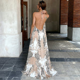 Bohemian Beach Dress Halter Seamless Leopard Print