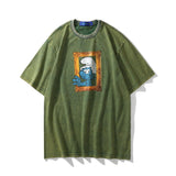 Men T Shirt Summer Casual Tops Blue Elf Printed Short Sleeve T-shirt Fashion round Neck Half Sleeve T-shirt