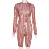Women's Spring Clothing Fashion Sexy Tight Stand Collar Sports Jumpsuit