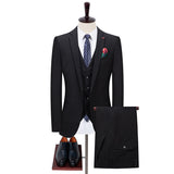 Seersucker Suit Men's Suit Set Slim Three-Piece Suit
