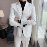 Seersucker Suit Suit Jacket Handsome Double Slit Two Button Suit Jacket