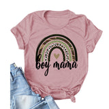 Boy Mama T Shirt Camouflage Leopard Print Rainbow Mother's Day T-shirt