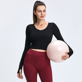 Anti Sweat Dressing Yoga Clothes Round Neck Long Sleeve