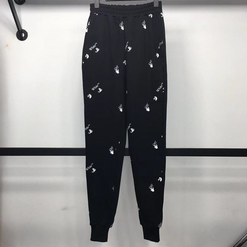 Off White Winter Pants Spring Full Body Printed Palm Pattern Casual Trousers