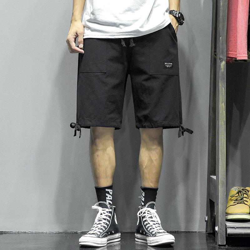 Linen Pants Straight Leg Pants Drawstring Lightweight Elastic Beach Pants Shorts Men Summer Loose Leisure Sports plus Size