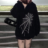 Skeleton Hoodie Skull Butterfly Cardigan Hoodie Street Zipper Sweater Women's Y2g Coat