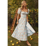 Women Exotic Dresses Summer French Style Dress Floral Slim-Fitting Split Long Dress