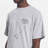 Present T Shirt Color Splash-Ink Letter Printing Loose Heavy Couple