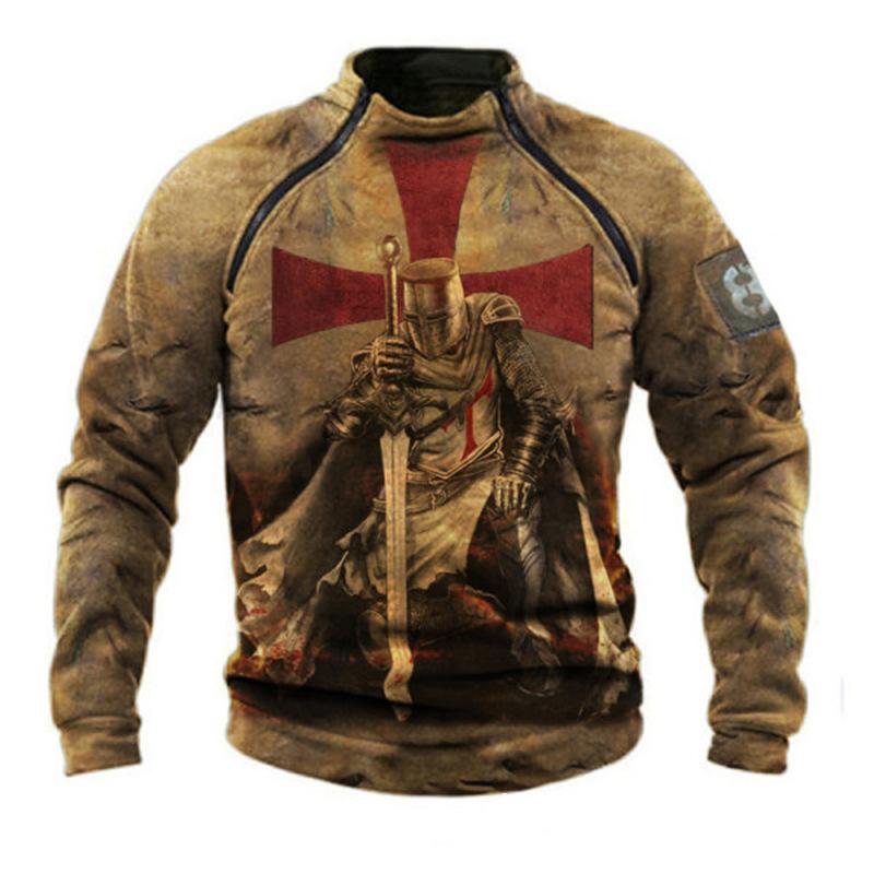 Tactics Style Men Sweatshirts & Hoodies Men's Long Sleeve Creative Retro 3D Printing Outdoor Casual Sweatshirt