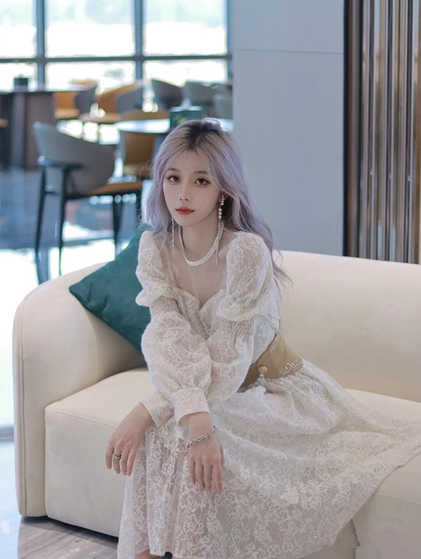 Fairy Dress Fall French Minority Midi Dress Fairy Lace Dress