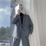 Double Brewed Seersucker Suit Spring Men's Casual Jacket Baggy Coat