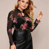 Women Plus Size Tops Spring and Summer Leisure Loose Long Sleeve Printed Top Shirt