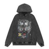 Present Hoodie Tiger Print Distressed Retro Hooded Sweatshirt